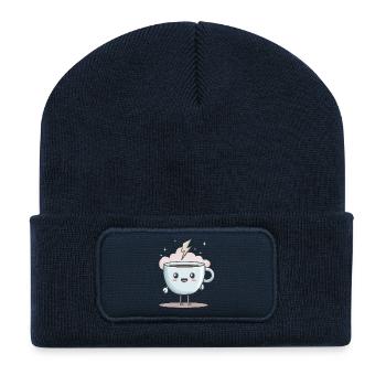 Kaffee = Strom fürs Herz - Recycelte Patch Beanie - French Navy - Vorne