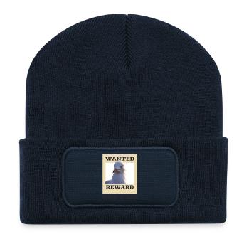 Humoristique Seagull Wanted Poster - Beanie recyclé à patch - bleu marine - Devant
