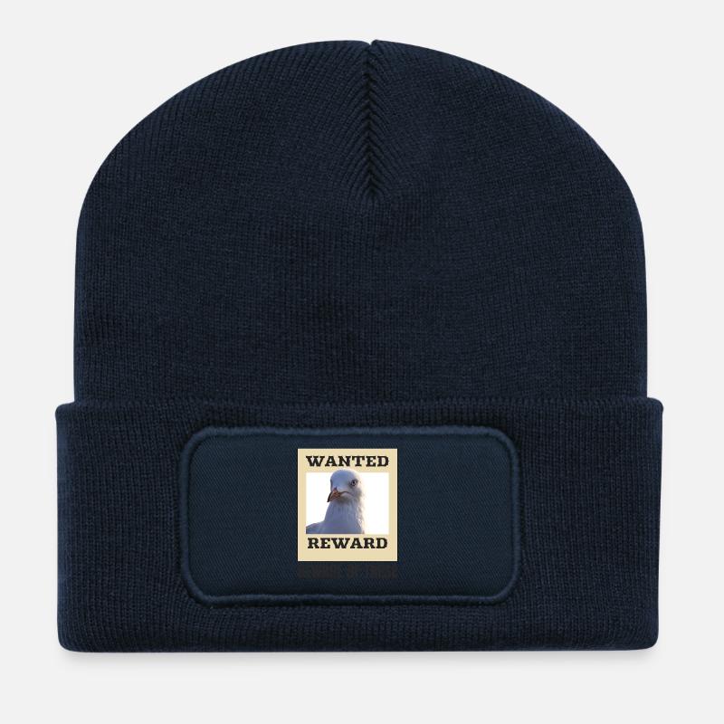 Humorvolles Möwe-Fahndungsposter - Recycelte Patch Beanie - French Navy