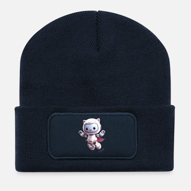 Niedliches Kätzchen 3D-Lenkrad – Pastellfarben - Recycelte Patch Beanie - French Navy
