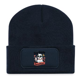 Stay Spooky Sweetheart Retro Cute Halloween Ghost  - Recycled Patch Beanie - french navy - Front