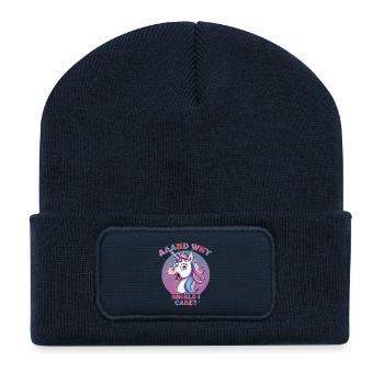 Unicorn Sarcastic Sayings Funny - Recycled Patch Beanie - french navy - Front