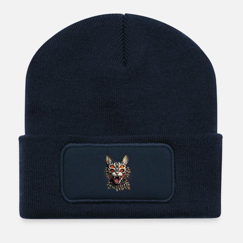 Creepy Cat – Nightmare in Fur - Recycled Patch Beanie - french navy