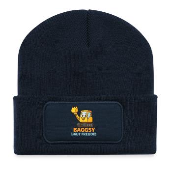 Excavatrice au visage amical - Beanie recyclé à patch - bleu marine - Devant
