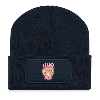 Cute cuddly bear with heart print - Recycled Patch Beanie - french navy - Front