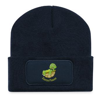 Cute Turtles Cartoon Print Break - Recycled Patch Beanie - french navy - Front