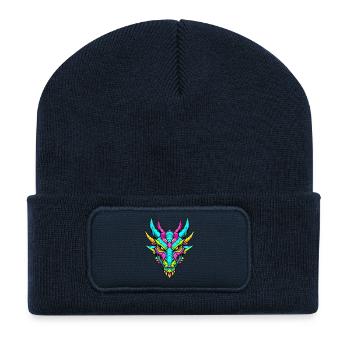 Conception de dragon néon pour la fantaisie et les jeux - Beanie recyclé à patch - bleu marine - Devant
