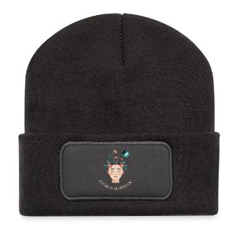 Growth and inspiration - I'm in the flowering phase - Recycled Patch Beanie - dark grey - Front