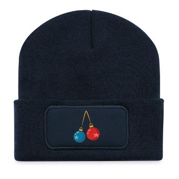 Conception de décoration de boules de Noël colorées - Beanie recyclé à patch - bleu marine - Devant