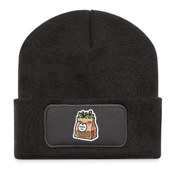 Herbal Tea Bag Plant Scene - Recycled Patch Beanie - dark grey - Front