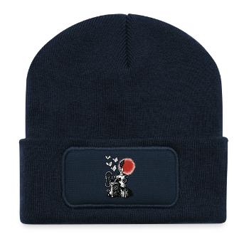 Machine à encre avec stylo et soleil - Beanie recyclé à patch - bleu marine - Devant