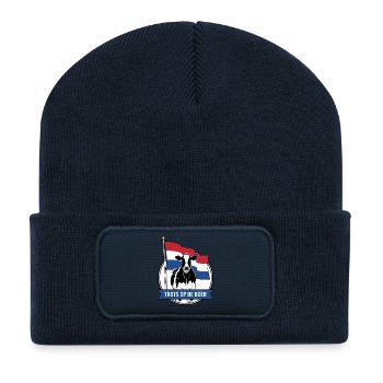 Stolz auf die Bauernkuh - Recycelte Patch Beanie - French Navy - Vorne