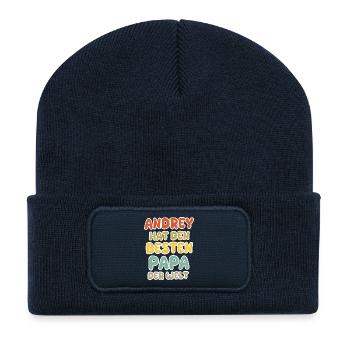 Andrey als Baby - Recycelte Patch Beanie - French Navy - Vorne