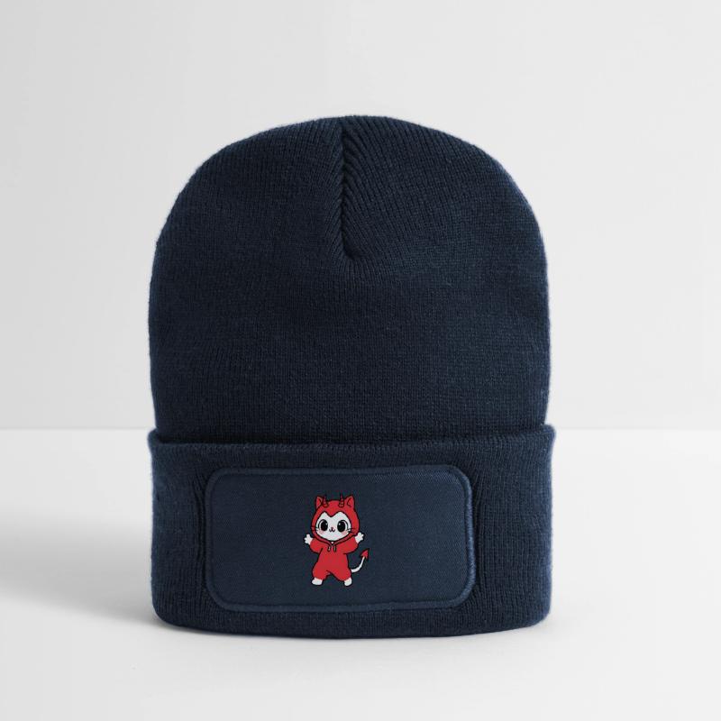 Cat Devil Kapuzenpullover Rot Recycelte Patch Beanie