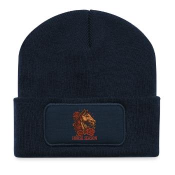 Cheval Saison Roses - Beanie recyclé à patch - bleu marine - Devant
