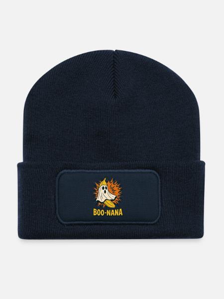 BOO-NANA – Funny Halloween Banana Ghost Motif - Recycled Patch Beanie - french navy