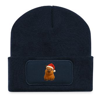 Noël de Capybara - Beanie recyclé à patch - bleu marine - Devant