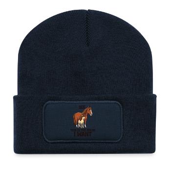 Humour Cheval Cavalier Équitation - Beanie recyclé à patch - bleu marine - Devant