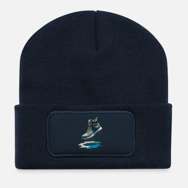 Bunter Streetart-Sneaker - Recycelte Patch Beanie - French Navy