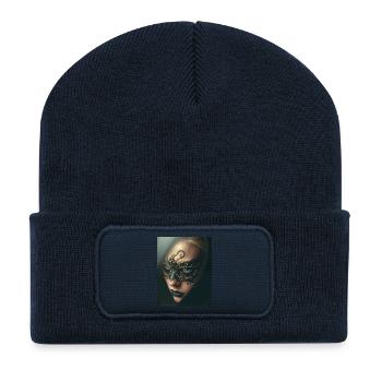 Gold Maskierte Verzauberungsfrau Schwarz -GBC - Recycelte Patch Beanie - French Navy - Vorne