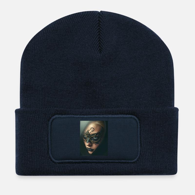 Gold Maskierte Verzauberungsfrau Schwarz -GBC - Recycelte Patch Beanie - French Navy
