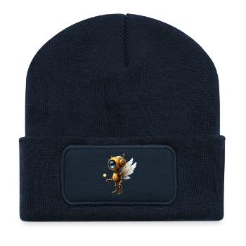 Steampunk Winged Robot - Recycled Patch Beanie - french navy - Front