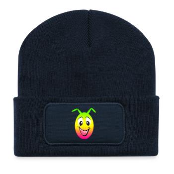 Sourire arc-en-ciel - Beanie recyclé à patch - bleu marine - Devant