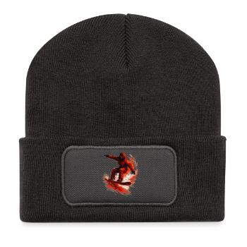 Snowboard | Snow | Snowboarder | Ski - Beanie recyclé à patch - charbon - Devant