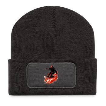 Snowboard | Snow | Snowboarder | Ski - Beanie recyclé à patch - charbon - Devant