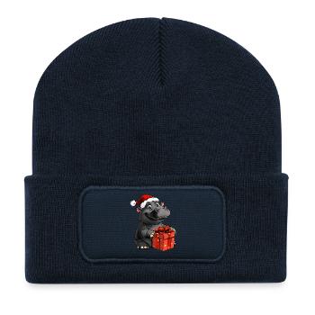 Nilpferde Weihnachten - Recycelte Patch Beanie - French Navy - Vorne