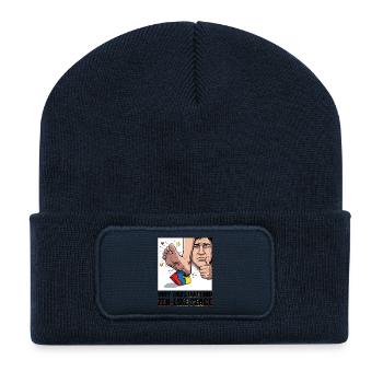 Baustein Schmerz Zen Meme - Recycelte Patch Beanie - French Navy - Vorne