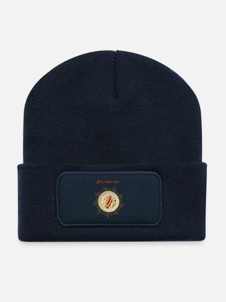 Weihnachten lustig - Weihnachtsessen - Heiligabend - Recycelte Patch Beanie - French Navy