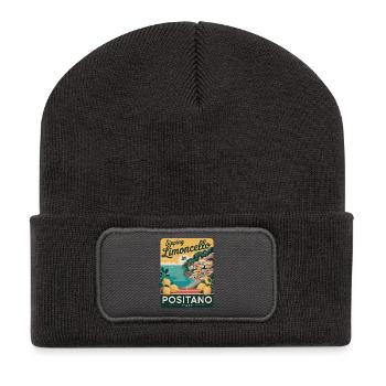 Affiche rétro de Positano Limoncello - Beanie recyclé à patch - charbon - Devant