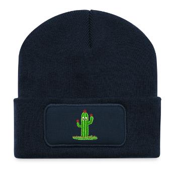 Kaktus mit Augen - Recycelte Patch Beanie - French Navy - Vorne