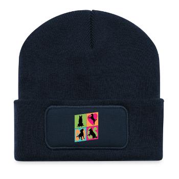 Hunde I Love Dogs Silhouetten Hundemama Hundepapa - Recycelte Patch Beanie - French Navy - Vorne