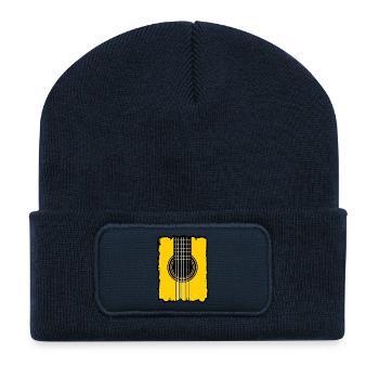 Gitarren-Grunge-Poster Gelb - Recycelte Patch Beanie - French Navy - Vorne