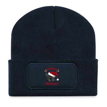 Frenchie Woofmas – Bulldog with Santa Hat - Recycled Patch Beanie - french navy - Front