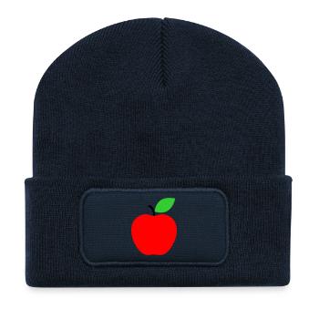 Roter Apfel Minimalist Icon - Recycelte Patch Beanie - French Navy - Vorne