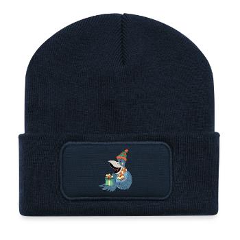 Weihnachten  - Recycelte Patch Beanie - French Navy - Vorne