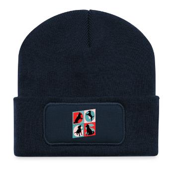 Hunde I Love Dogs Silhouetten Hundemama Hundepapa - Recycelte Patch Beanie - French Navy - Vorne
