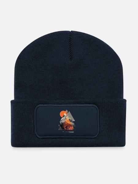 Mountain Geometry Cycling – Modern Adventure Art - Recycled Patch Beanie - french navy