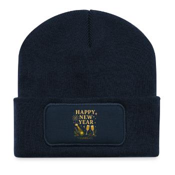 Bonne année Célébration dorée - Beanie recyclé à patch - bleu marine - Devant