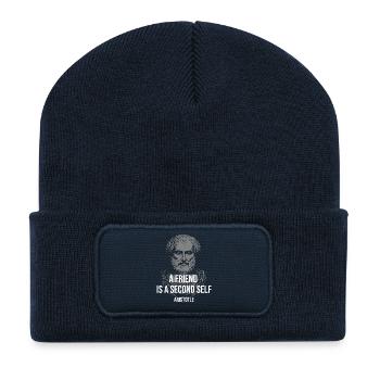 Aristotle: A Friend Is a Second Self - Recycled Patch Beanie - french navy - Front