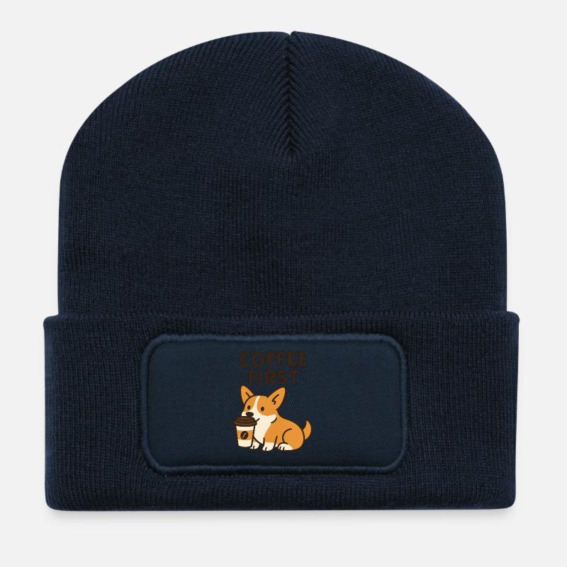 Cartoon-Hund - Recycelte Patch Beanie - French Navy
