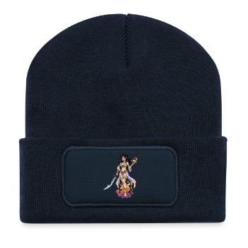 Oriental cosplay heroine with sword - Recycled Patch Beanie - french navy - Front