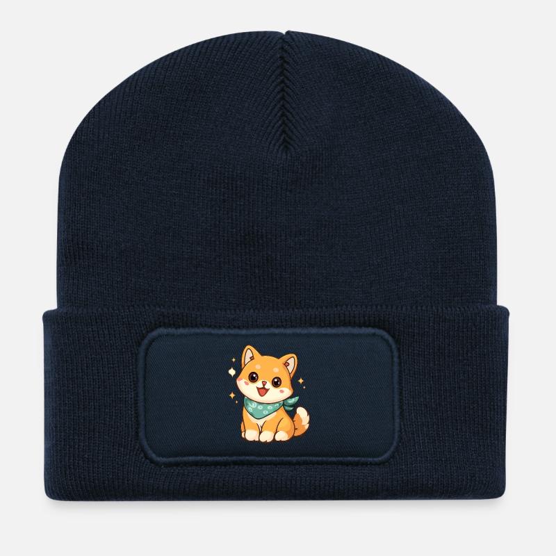 Cat lover with bandana - Recycled Patch Beanie - french navy
