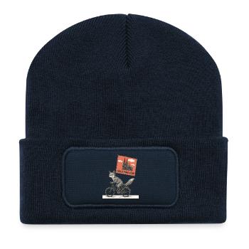 Köln Fuchs auf Fahrrad - Recycelte Patch Beanie - French Navy - Vorne
