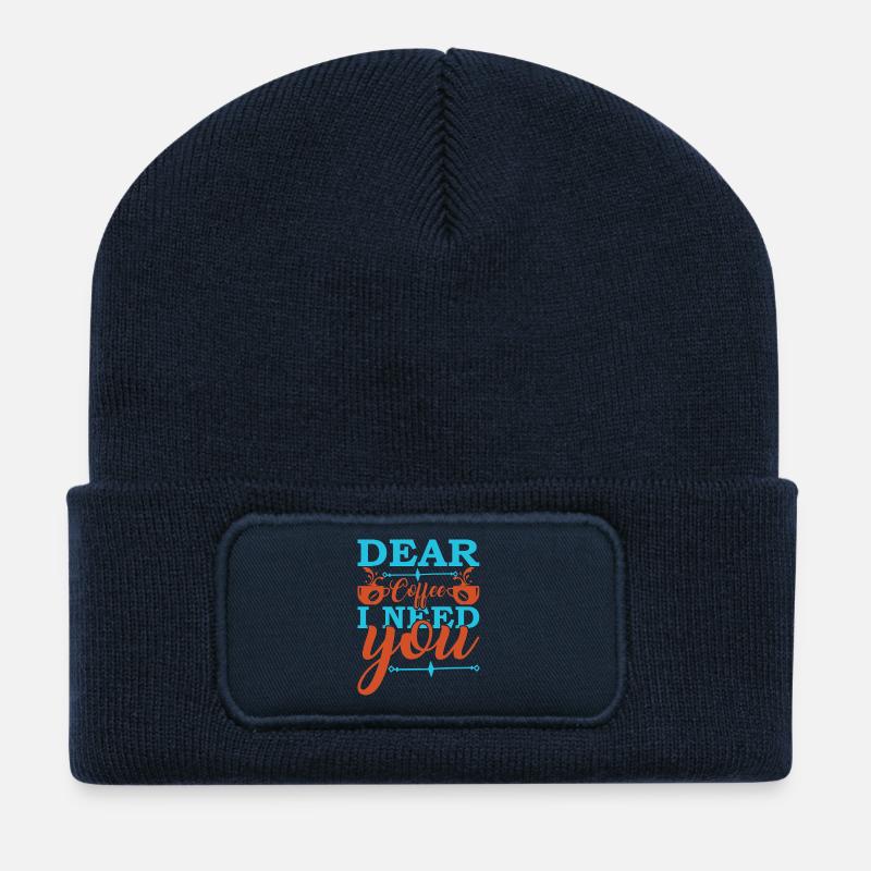 Kaffee, ich brauche dich jetzt - Recycelte Patch Beanie - French Navy