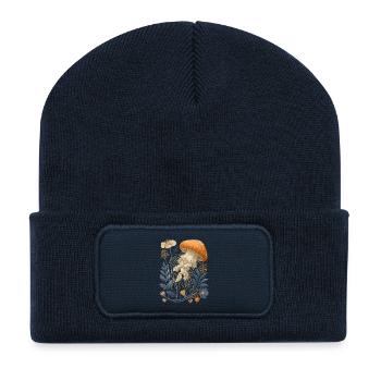 Elegante Qualle mit Blumen im Art Nouveau Stil - Recycelte Patch Beanie - French Navy - Vorne