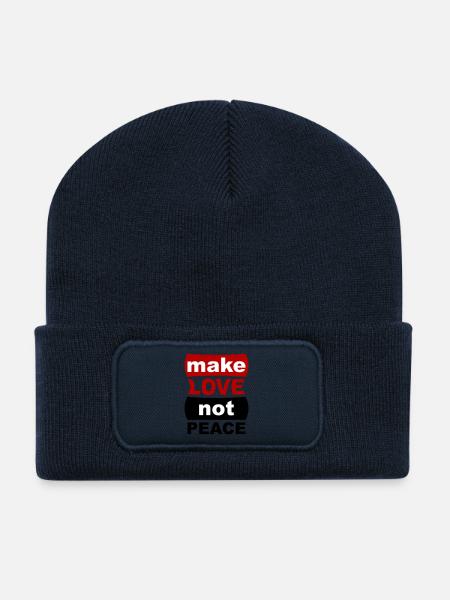 Fais l’amour, pas la paix - Beanie recyclé à patch - bleu marine
